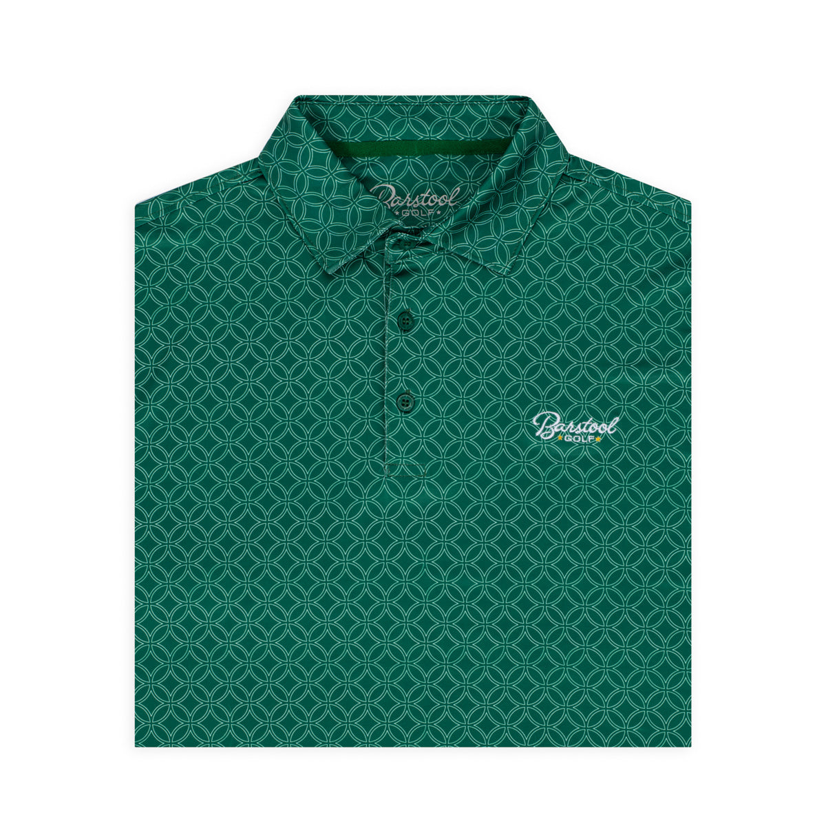 Barstool Golf Crossed Tees Geometric Printed Polo-Polos-Fore Play-Green-S-Barstool Sports