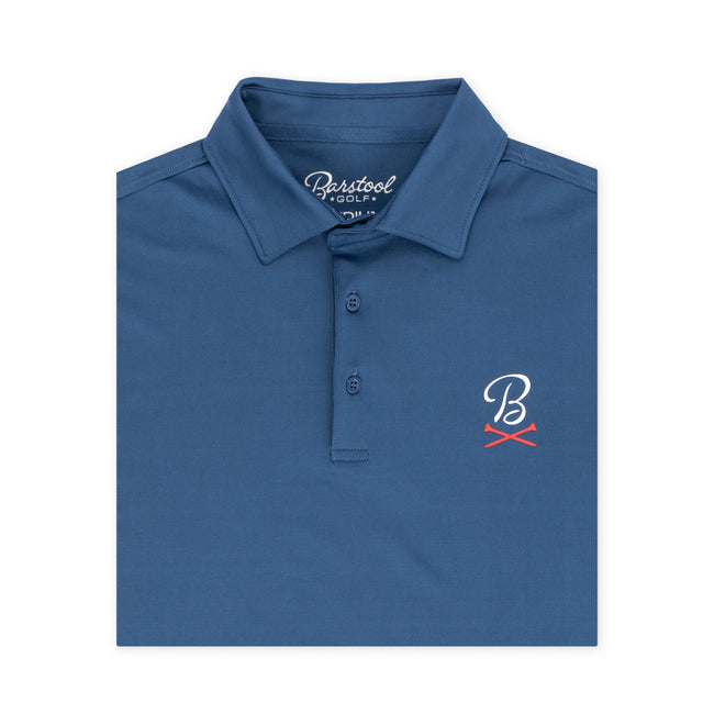 Barstool Golf Crossed Tees Solid Polo-Polos-Fore Play-Navy-S-Barstool Sports