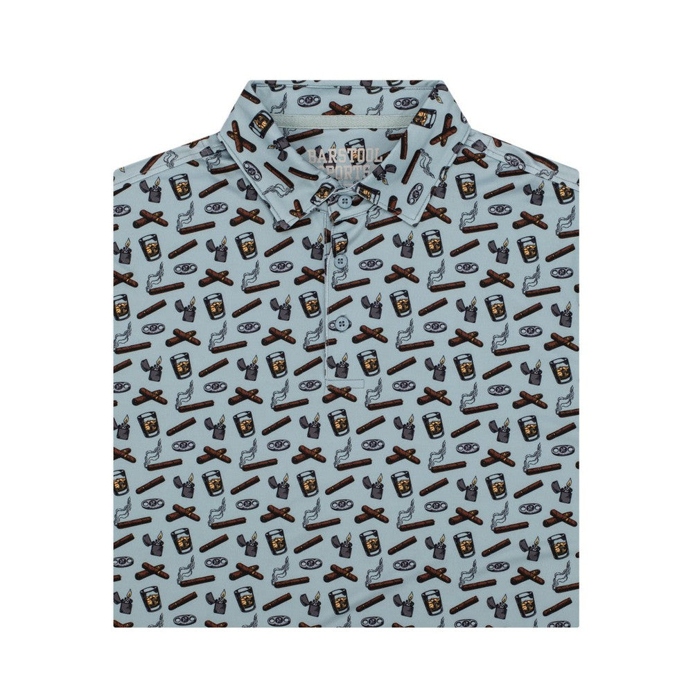 Bussin With The Boys Cigar Print Polo-Polos-Bussin With The Boys-Teal-S-Barstool Sports