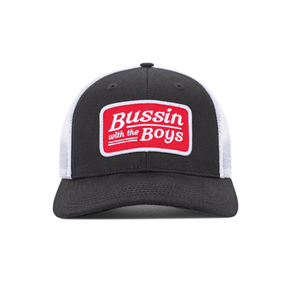 Bussin With The Boys Patch Trucker Hat III-Hats-Bussin With The Boys-Black-One Size-Barstool Sports