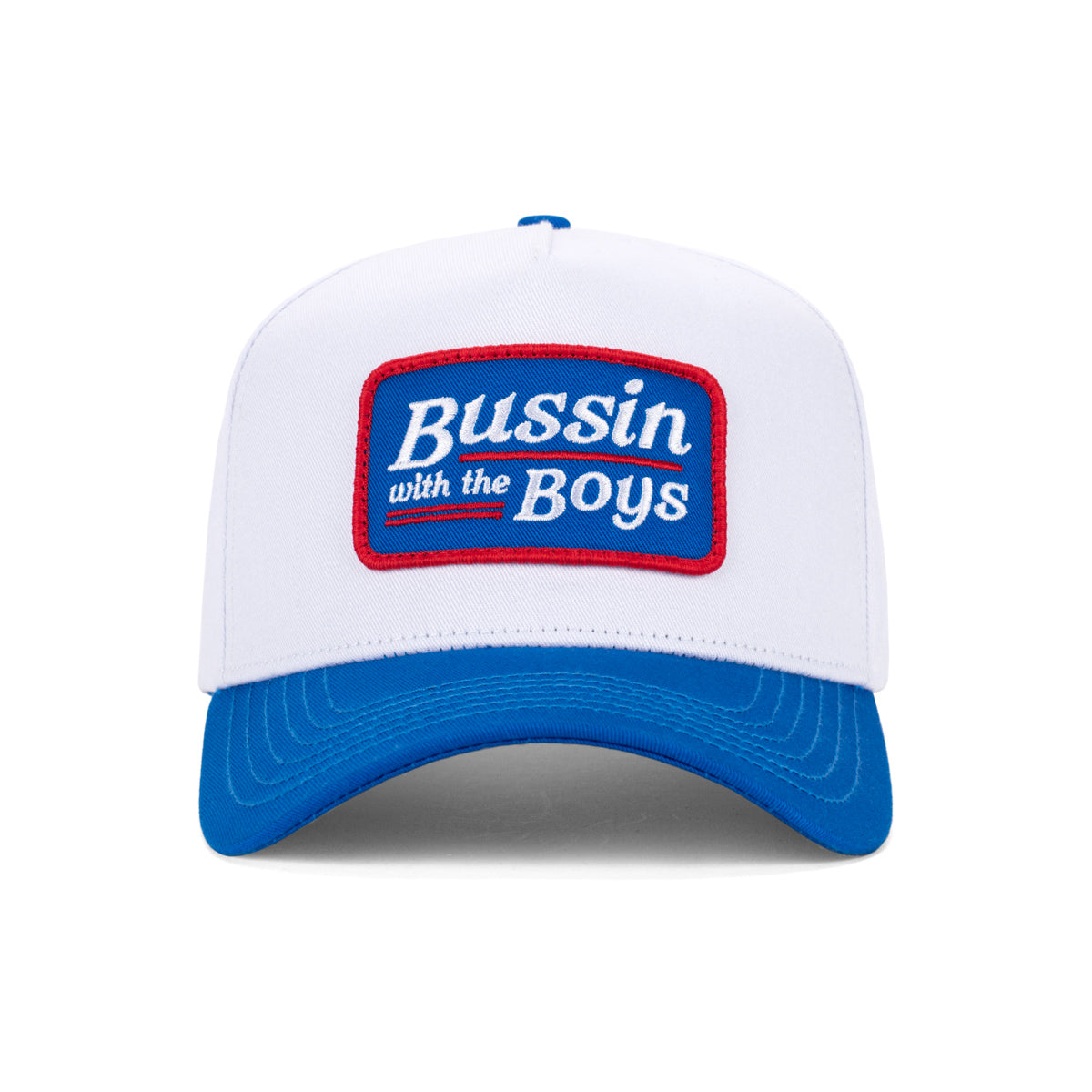 Bussin With The Boys 5-Panel Baseball Hat-Hats-Bussin With The Boys-White-One Size-Barstool Sports