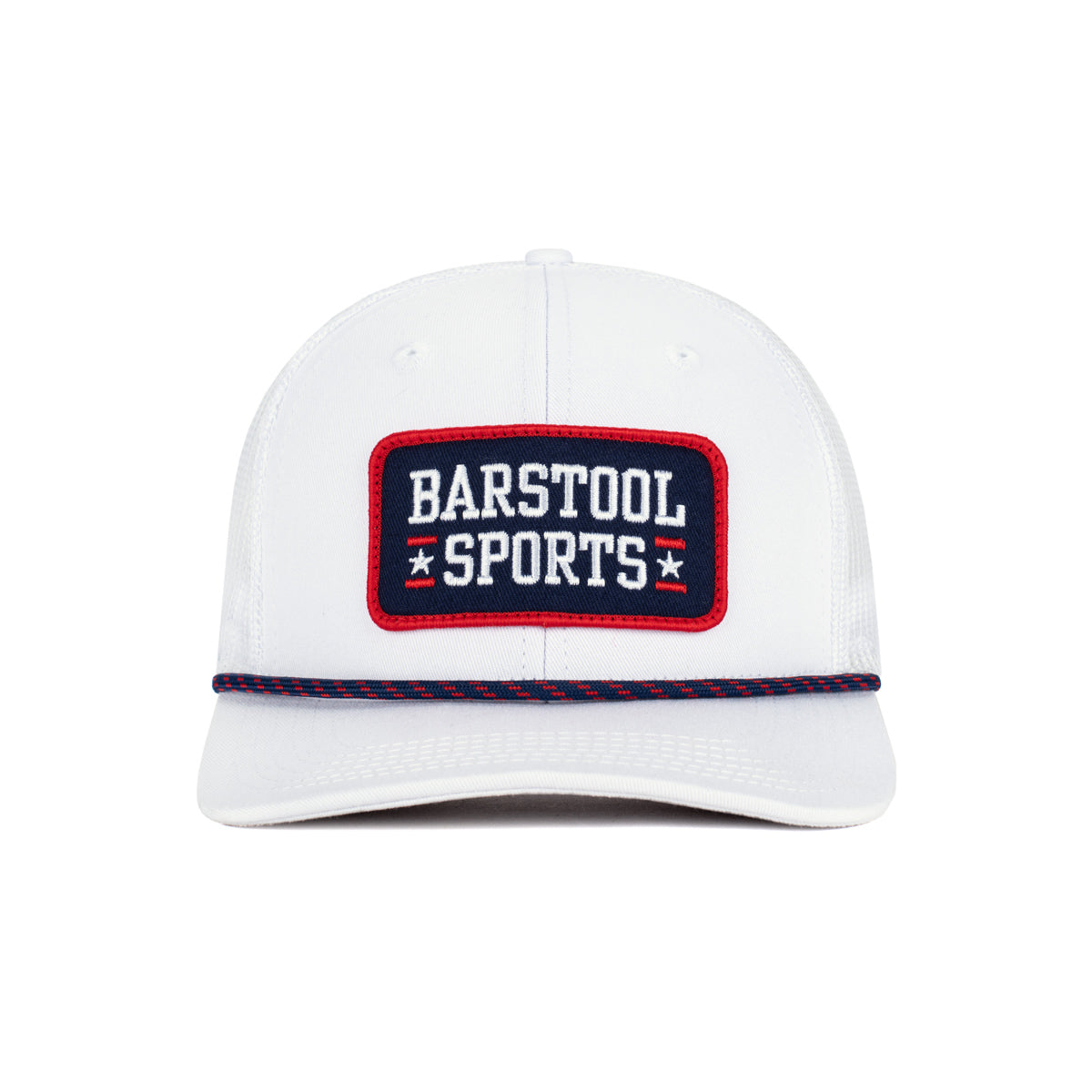Barstool Sports Patch Trucker Hat-Hats-Barstool Sports-White-One Size-Barstool Sports