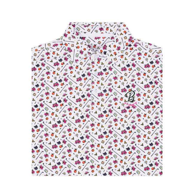 Barstool Golf Clubs & Flowers Printed Polo-Polos-Fore Play-White-S-Barstool Sports