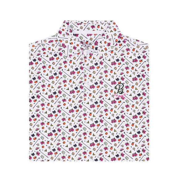 Barstool Golf Clubs & Flowers Printed Polo-Polos-Fore Play-White-S-Barstool Sports