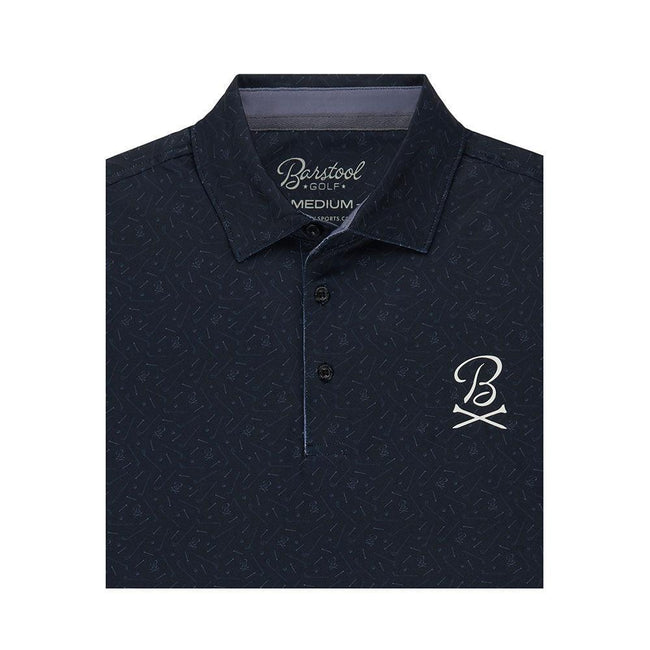 Barstool Golf Printed Performance Polo-Polos-Fore Play-Black-S-Barstool Sports