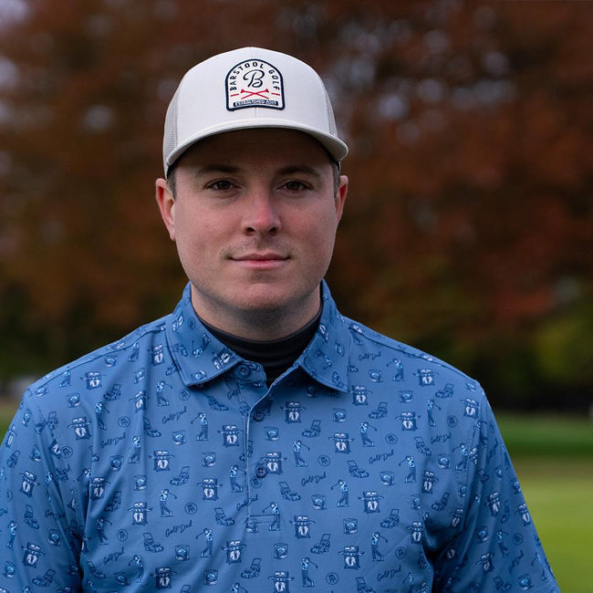 Golf Dad Saturday Printed Polo-Polos-Fore Play-Barstool Sports