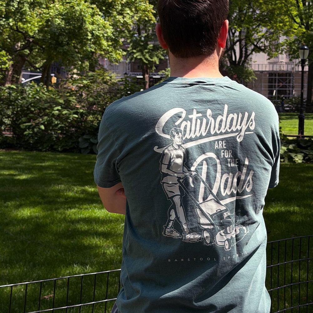 Saturdays Are For The Dads Mow Retro Pocket Tee - Barstool Sports