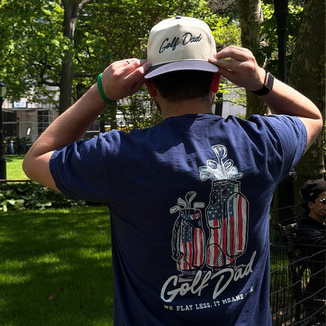 Golf Dad Bags USA Pocket Tee-T-Shirts-Fore Play-Barstool Sports