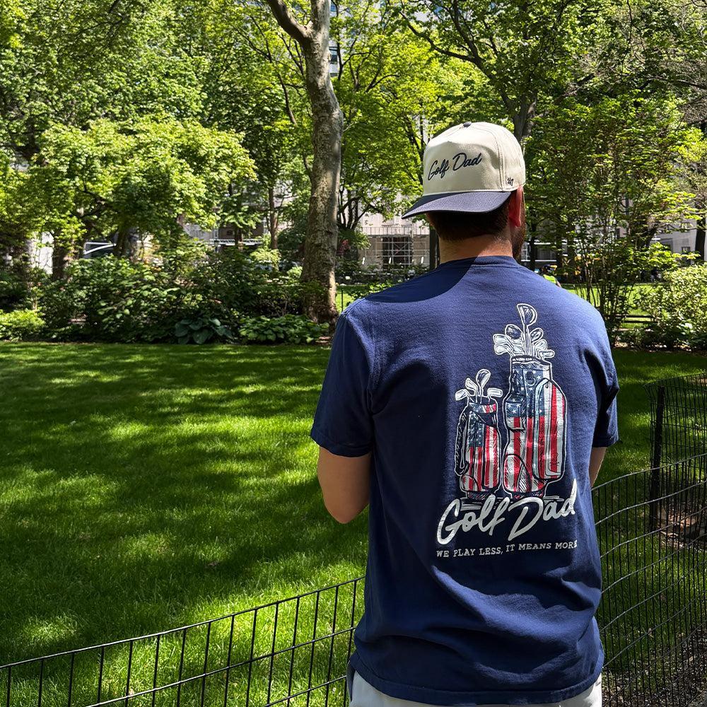 Golf Dad Bags USA Pocket Tee-T-Shirts-Fore Play-Barstool Sports