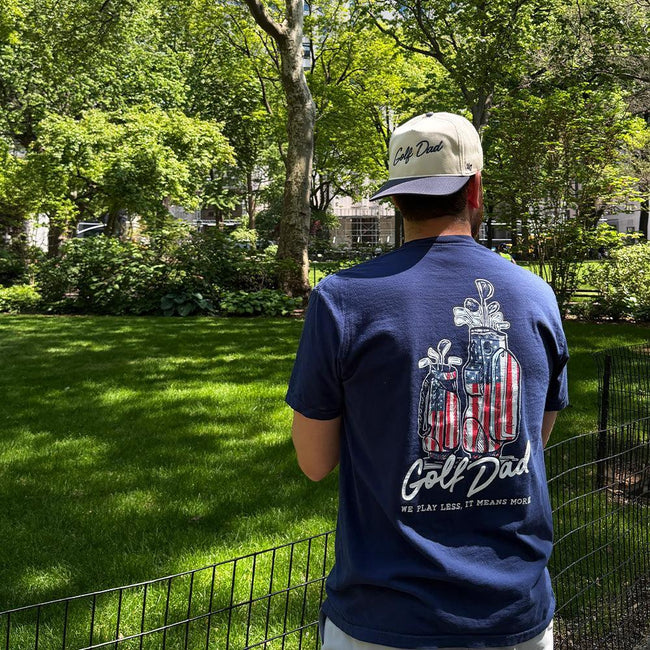 Golf Dad Bags USA Pocket Tee-T-Shirts-Fore Play-Barstool Sports