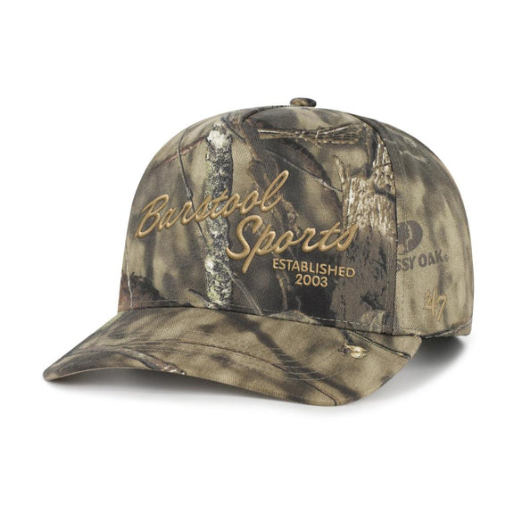 Barstool Sports x Mossy Oak Camo Script '47 HITCH Snapback Hat-Hats-Barstool Sports-Khaki-One Size-Barstool Sports