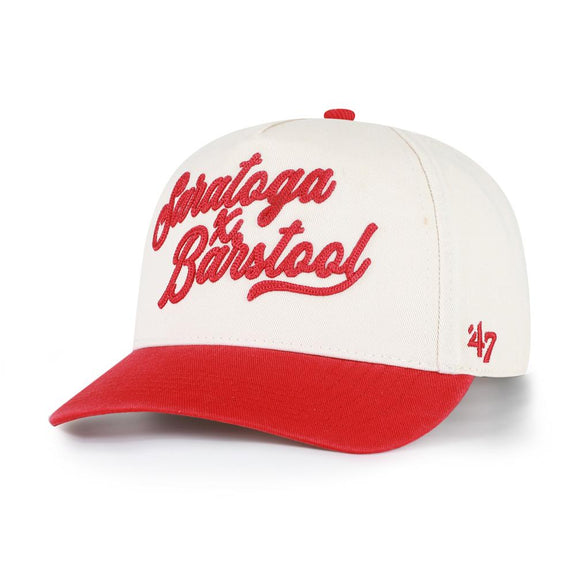 2026 Saratoga x Barstool Sports Two-Tone Saratoga Barstool Snapback-Hats-Barstool Sports-Ivory/Red-One Size-Barstool Sports