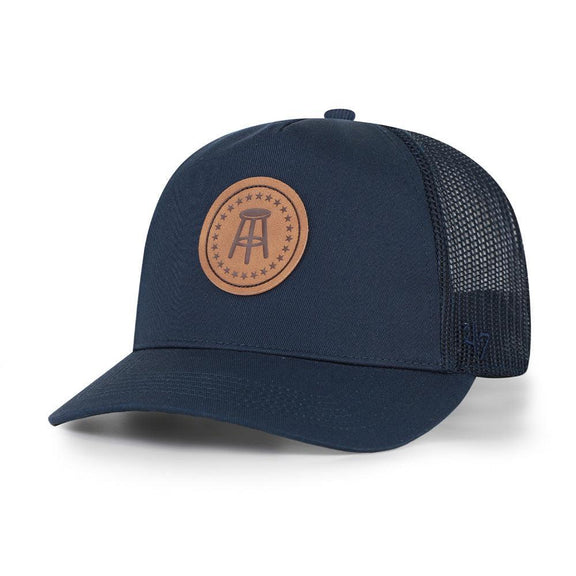 Barstool Sports Leather Patch Snapback Hat-Hats-Barstool Sports-Navy-One Size-Barstool Sports