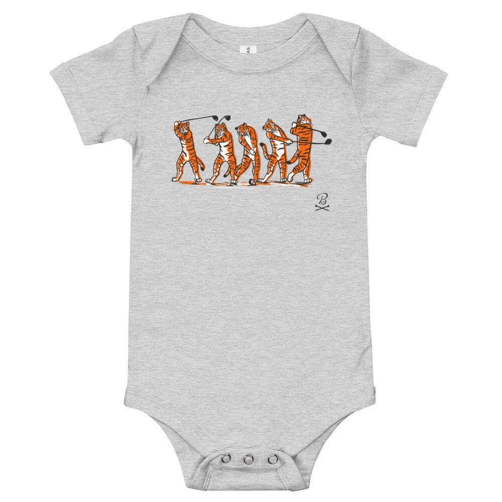 Barstool Golf Tiger Swing Onesie-Kids Apparel-Fore Play-Grey-3-6m-Barstool Sports