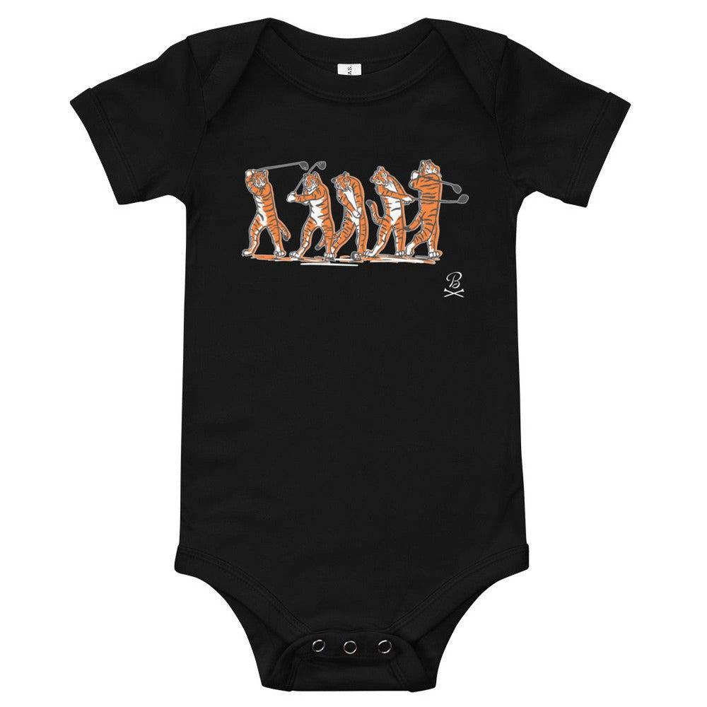 Barstool Golf Tiger Swing Onesie-Kids Apparel-Fore Play-Black-3-6m-Barstool Sports