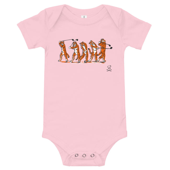 Barstool Golf Tiger Swing Onesie-Kids Apparel-Fore Play-Pink-3-6m-Barstool Sports