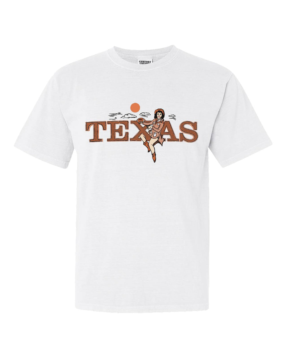 TX Cowgirl Tee-T-Shirts-Barstool U Chicks-White-S-Barstool Sports