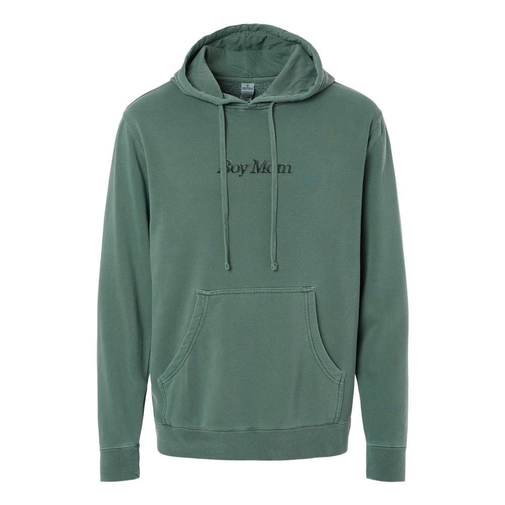 Boy Mom Raised Embroidery Pigment Dyed Hoodie-Hoodies & Sweatshirts-Barstool Sports-Green-S-Barstool Sports