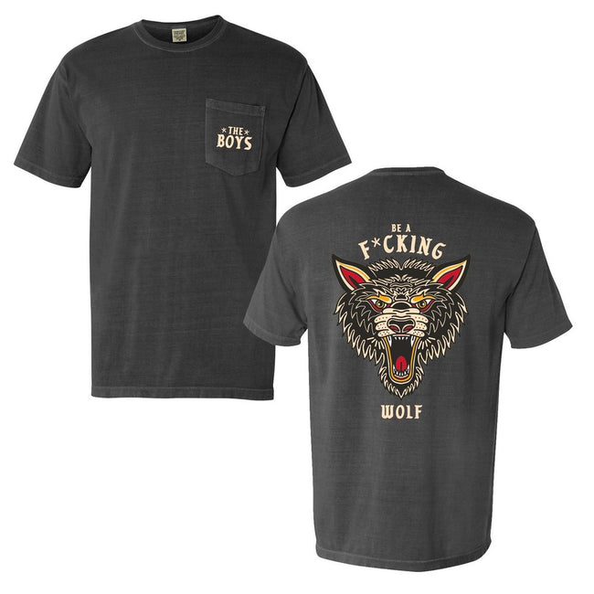 Be A Wolf Pocket Tee-T-Shirts-Bussin With The Boys-Charcoal-S-Barstool Sports