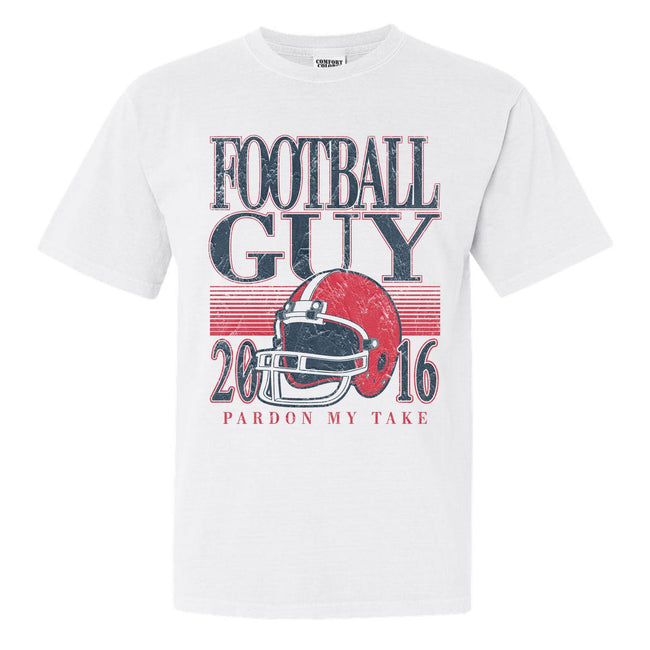 Football Guy Helmet Tee-T-Shirts-Pardon My Take-White-S-Barstool Sports