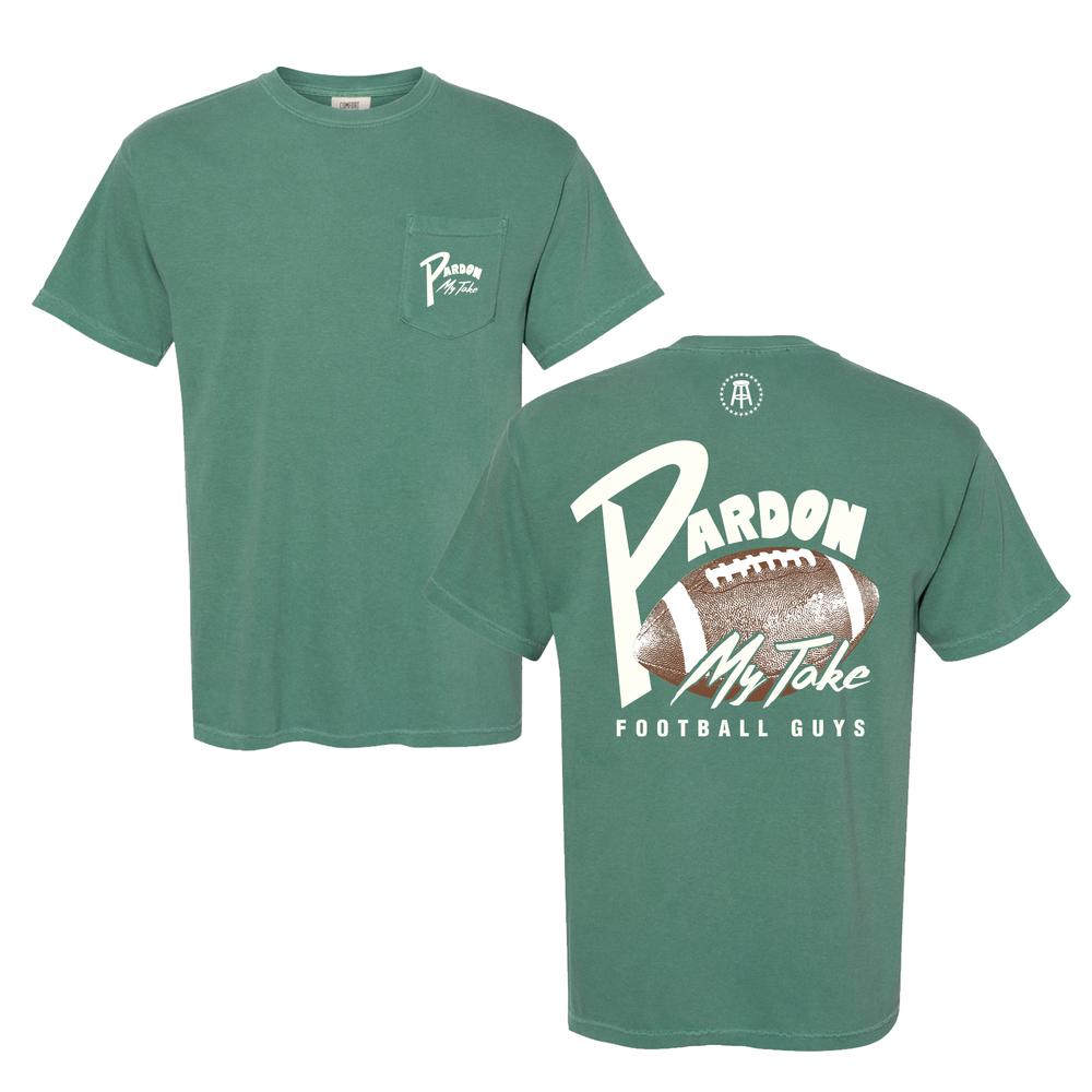 Pardon My Take Football Pocket Tee-T-Shirts-Pardon My Take-Green-S-Barstool Sports