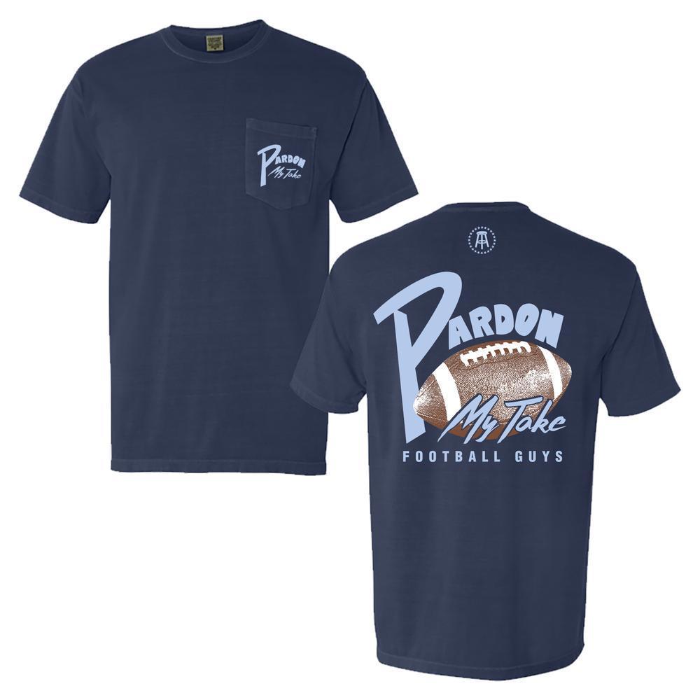 Pardon My Take Football Pocket Tee-T-Shirts-Pardon My Take-Navy-S-Barstool Sports