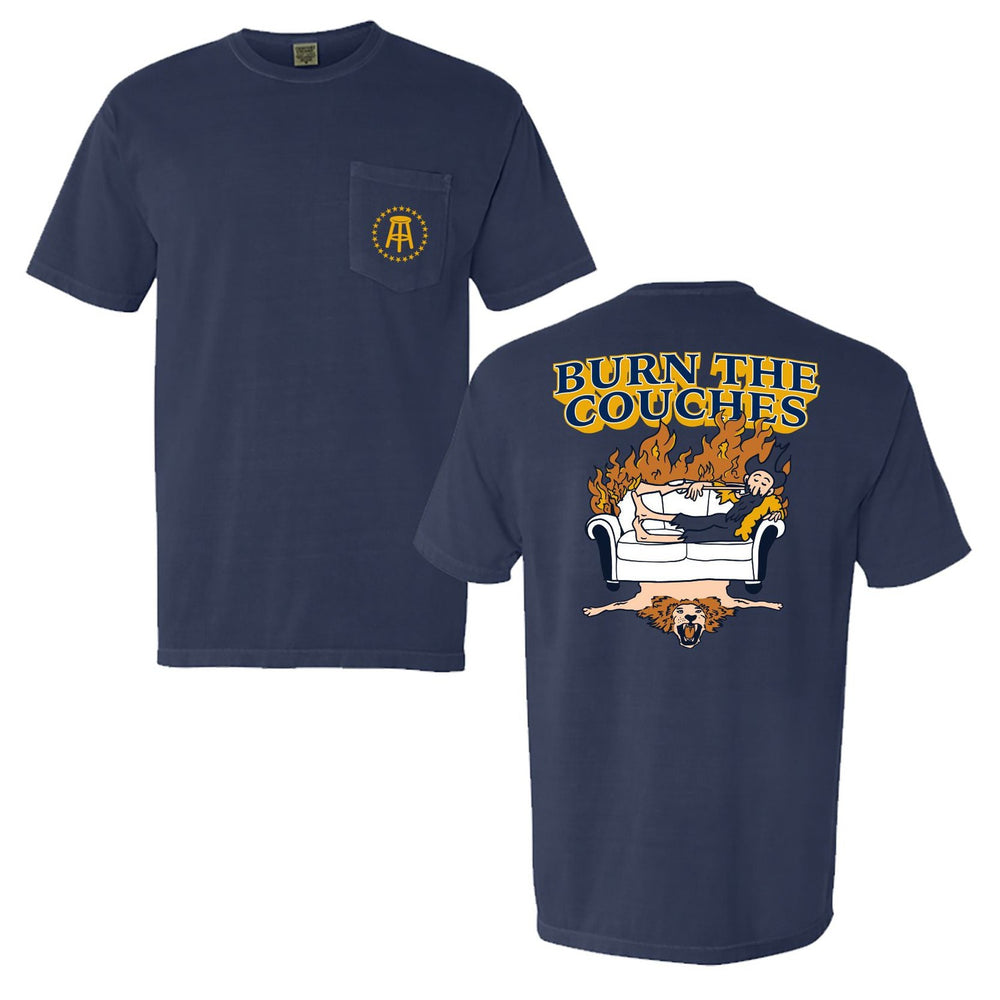 Burn The Couches Pocket Tee-T-Shirts-Barstool U-Navy-S-Barstool Sports