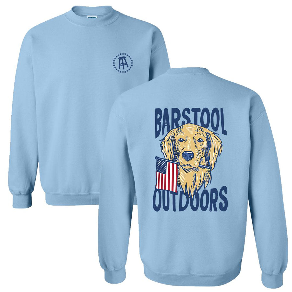 Barstool Outdoors Dog USA Crewneck-Crewnecks-Barstool Outdoors-Light Blue-S-Barstool Sports