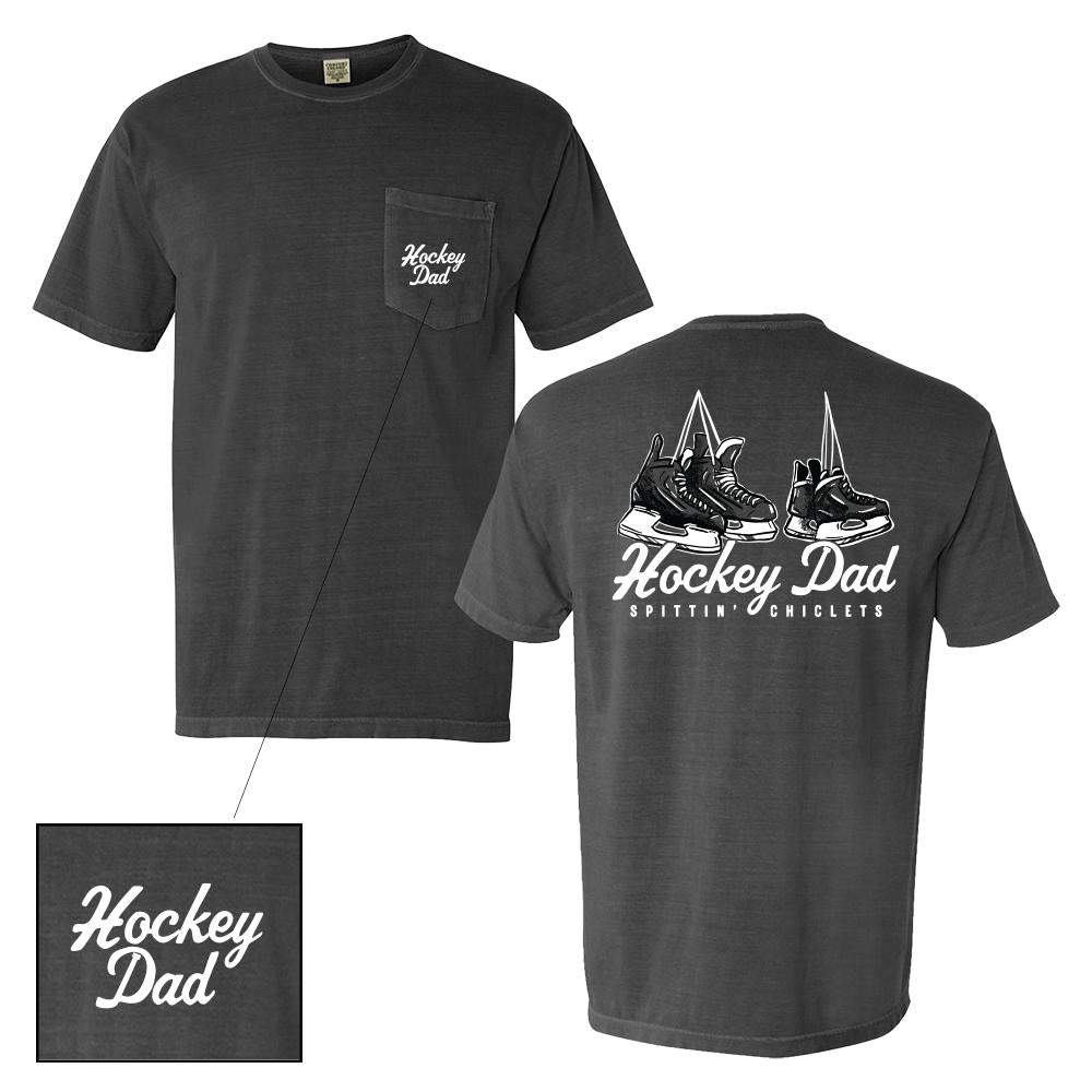 Hockey Dad Pocket Tee-T-Shirts-Spittin Chiclets-Charcoal-S-Barstool Sports