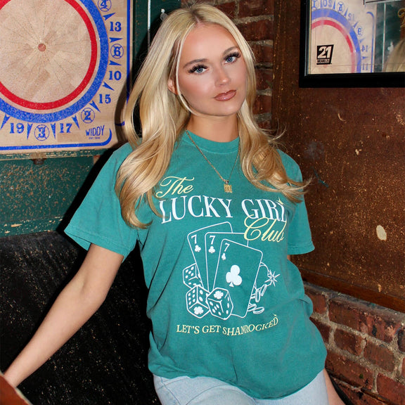 The Lucky Girl Club Tee-T-Shirts-It Girl-Green-S-Barstool Sports