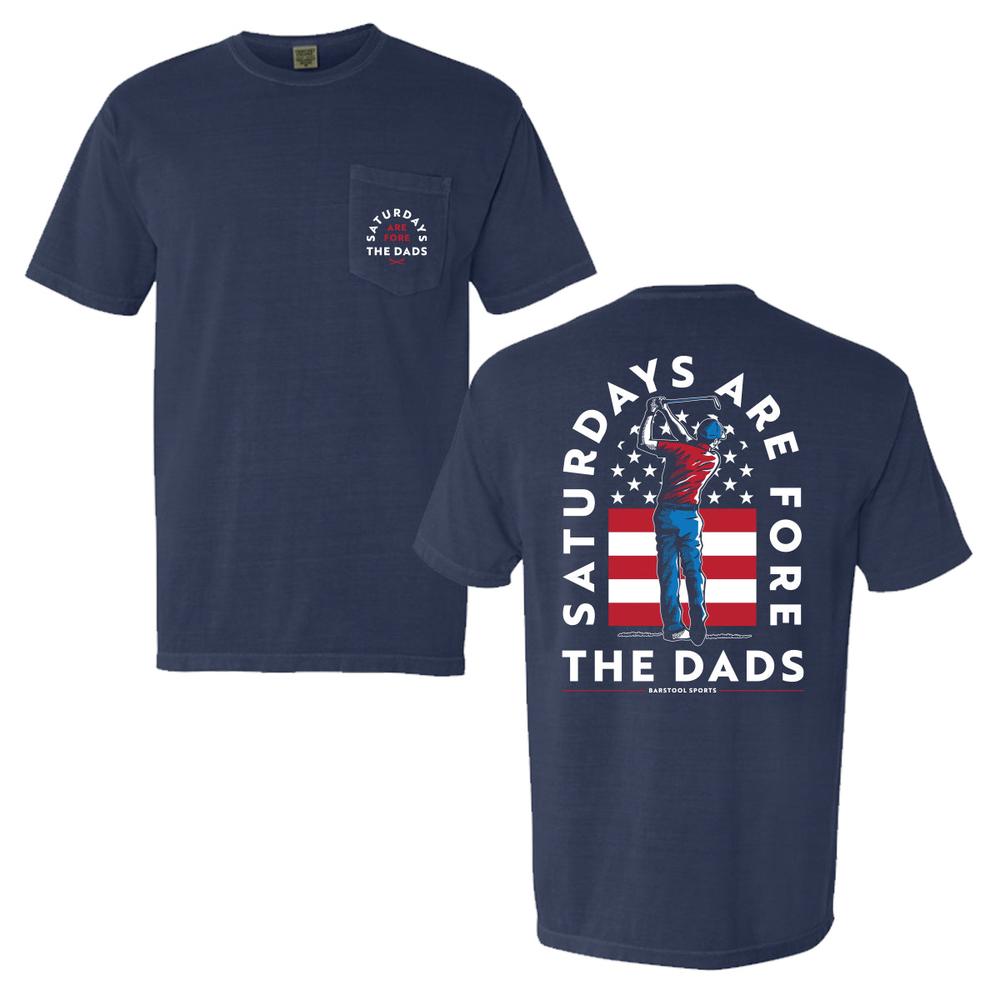 Saturdays Are Fore The Dads Golfer USA Pocket Tee-T-Shirts-SAFTB-Navy-S-Barstool Sports