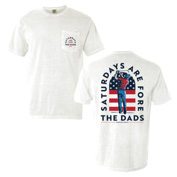 Saturdays Are Fore The Dads Golfer USA Pocket Tee-T-Shirts-SAFTB-White-S-Barstool Sports
