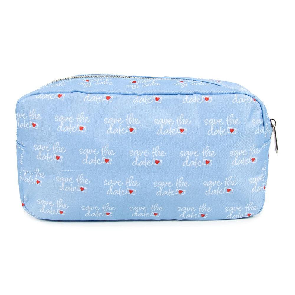 Save The Date Makeup Bag-Accessories-Chicks in the Office-Blue-One Size-Barstool Sports