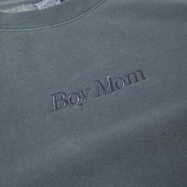 Boy Mom Embroidered Pigment Dyed Crewneck-Crewnecks-Barstool Sports-Barstool Sports