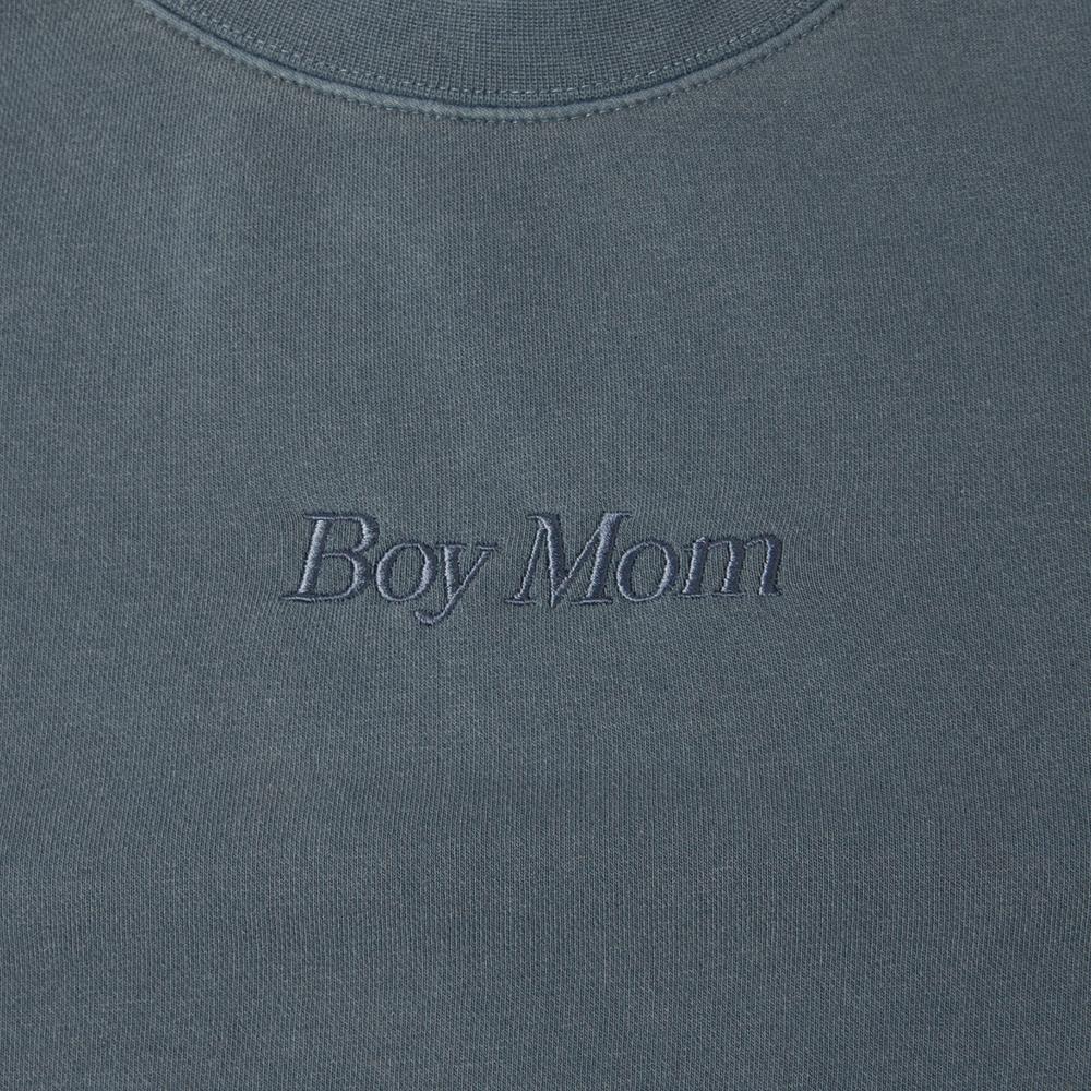 Boy Mom Embroidered Pigment Dyed Crewneck-Crewnecks-Barstool Sports-Barstool Sports