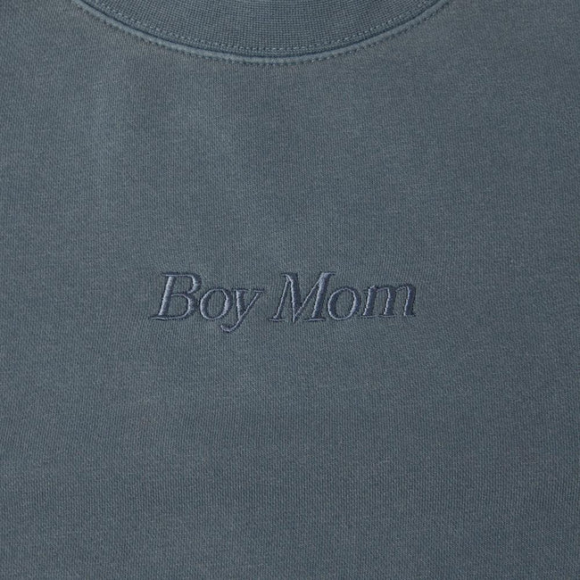 Boy Mom Embroidered Pigment Dyed Crewneck-Crewnecks-Barstool Sports-Barstool Sports