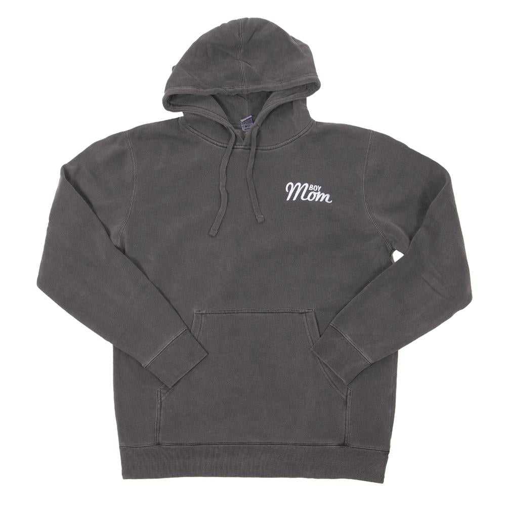 Boy Mom Embroidered Pigment Dyed Hoodie-Hoodies & Sweatshirts-Barstool Sports-Charcoal-S-Barstool Sports