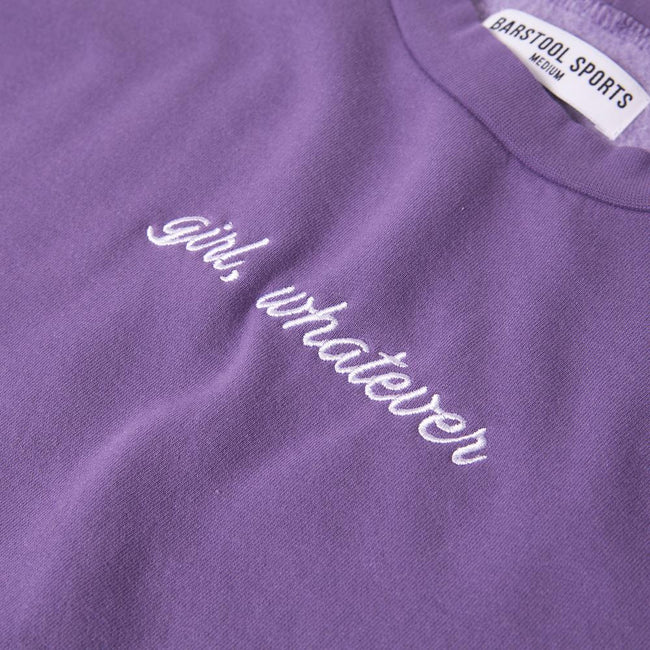 Girl Whatever Embroidered Cropped Crewneck-Crewnecks-It Girl-Barstool Sports