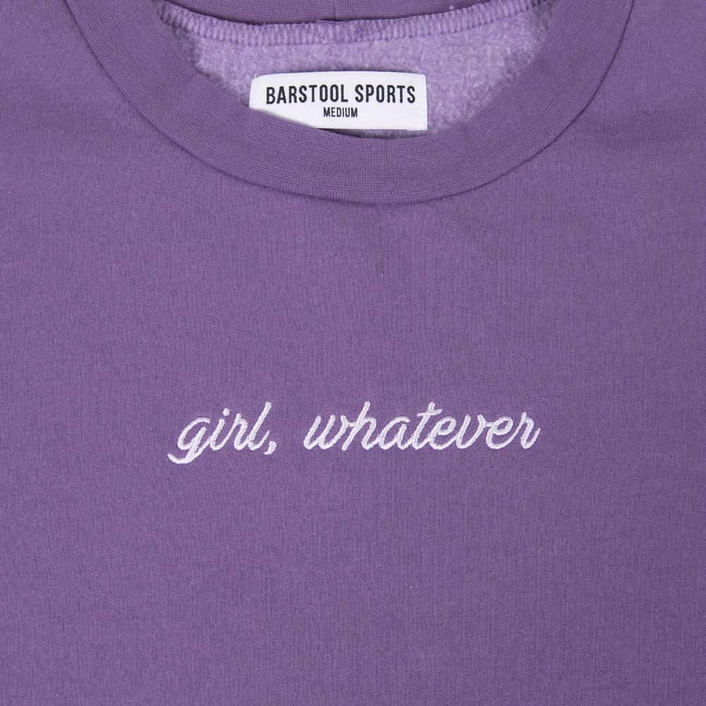 Girl Whatever Embroidered Cropped Crewneck-Crewnecks-It Girl-Barstool Sports