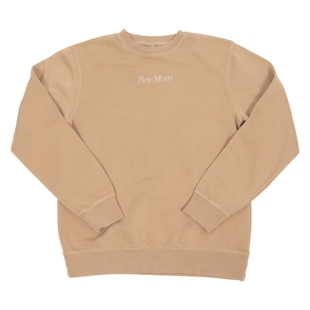 Boy Mom Embroidered Pigment Dyed Crewneck-Crewnecks-Barstool Sports-Barstool Sports