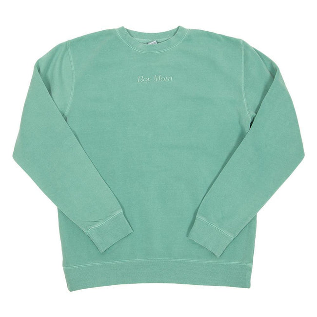 Boy Mom Embroidered Pigment Dyed Crewneck-Crewnecks-Barstool Sports-Barstool Sports