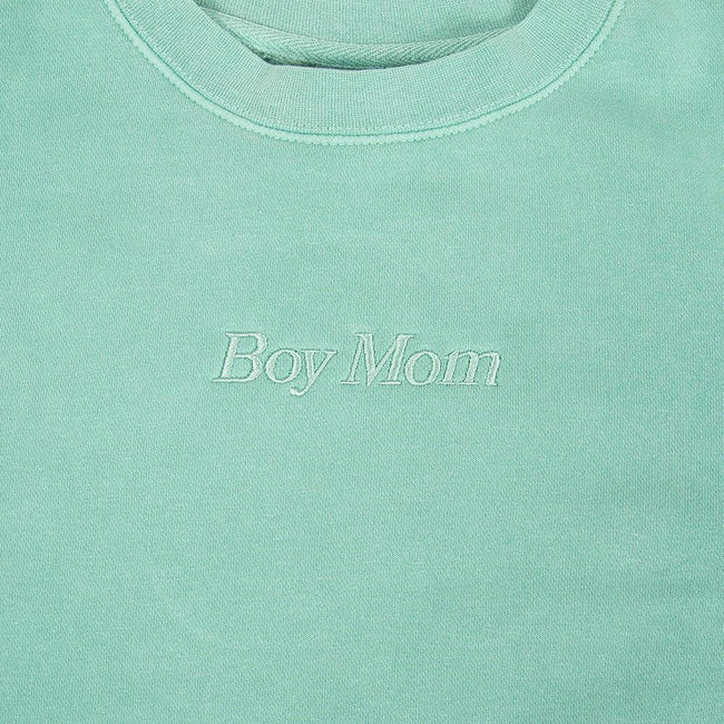 Boy Mom Embroidered Pigment Dyed Crewneck-Crewnecks-Barstool Sports-Barstool Sports