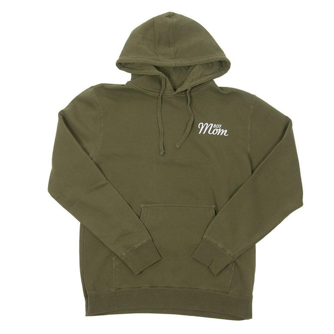 Boy Mom Embroidered Pigment Dyed Hoodie-Hoodies & Sweatshirts-Barstool Sports-Green-S-Barstool Sports