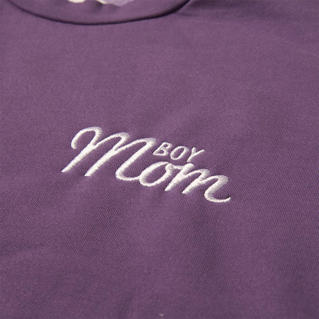 Boy Mom Embroidered Cropped Crewneck-Crewnecks-Barstool Sports-Barstool Sports