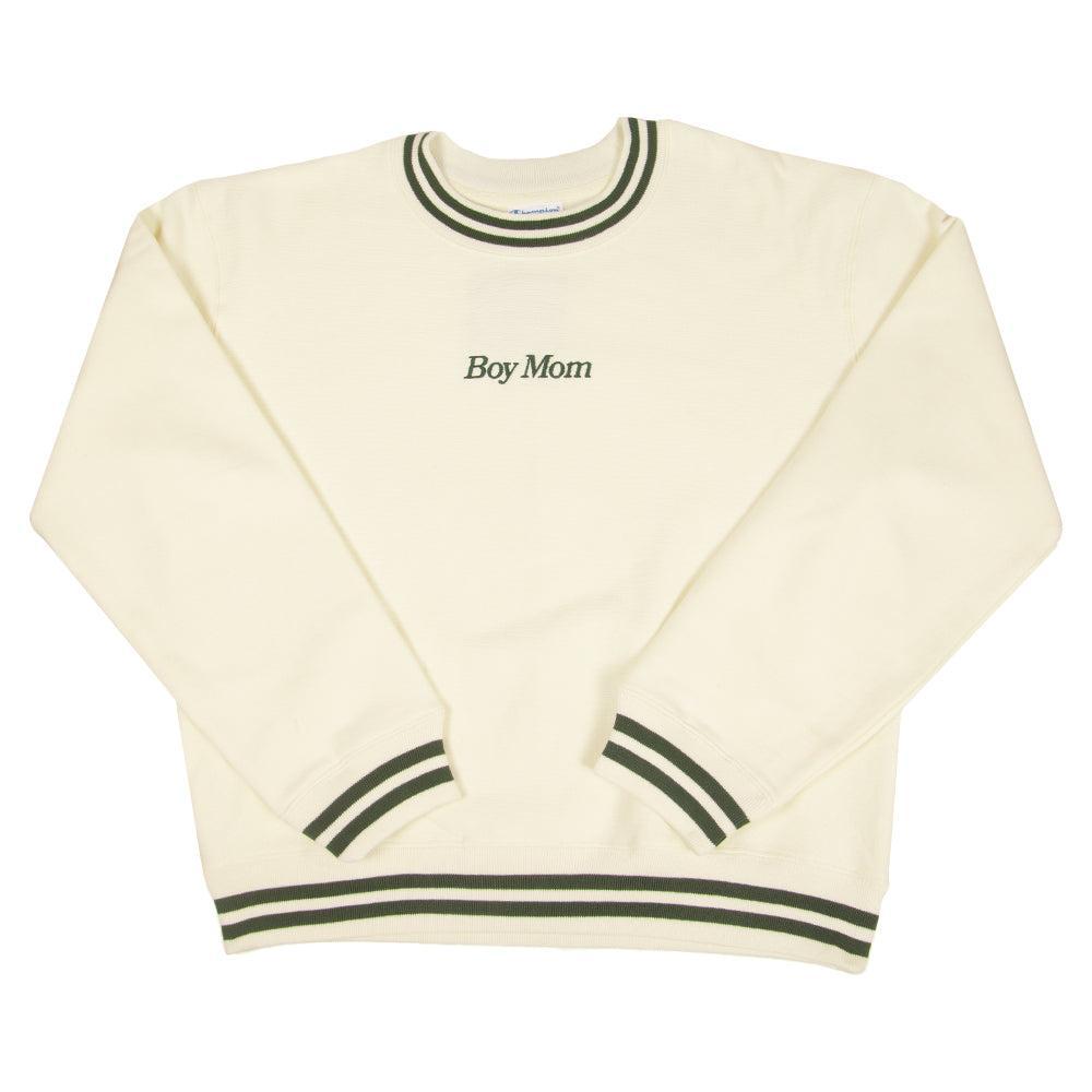 Boy Mom Champion Ladies Ribbed Crewneck-Crewnecks-Barstool Sports-Barstool Sports