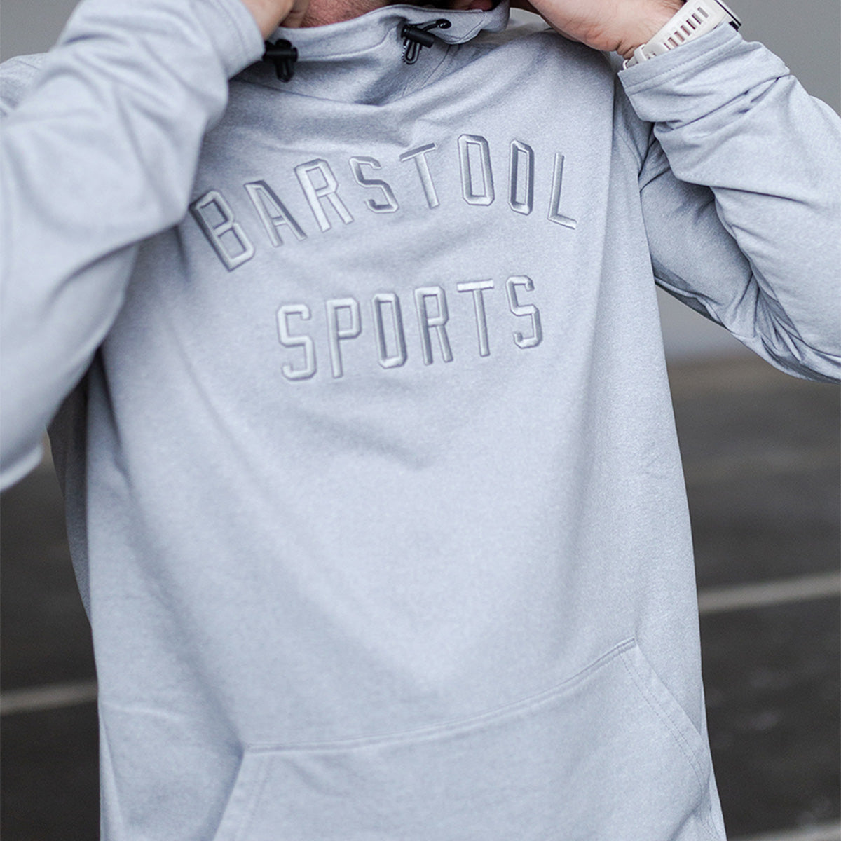 UNRL x Barstool Sports Monochrome Crossover Hoodie II (Heather Grey)-Hoodies & Sweatshirts-Barstool Sports-Barstool Sports