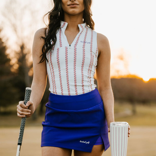 Barstool Golf Women's Striped Sleeveless Top-T-Shirts-Fore Play-White-XS-Barstool Sports