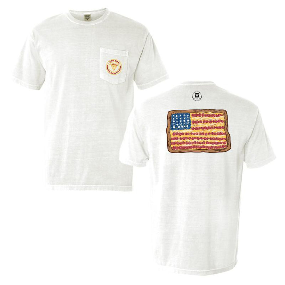One Bite Pizza Flag Pocket Tee-T-Shirts-One Bite-White-S-Barstool Sports