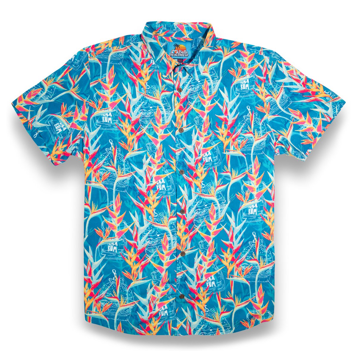 Balls Beachwear Birds of Paradise Button Up Shirt-T-Shirts-Balls Beachwear-S-Blue-Barstool Sports