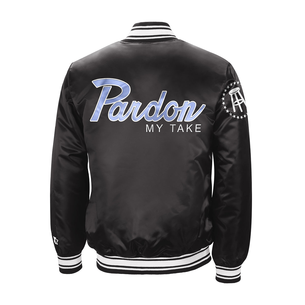 Pardon My Take x Varsity Satin Starter Jacket-jackets-Pardon My Take-Barstool Sports